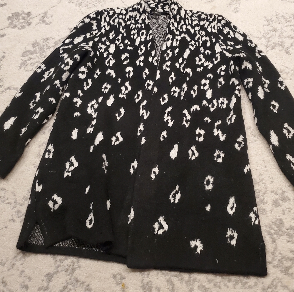 Black And White Long Cardigan